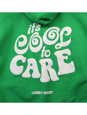 Lonely Ghost Hoodie Sz Large Green It's Cool To Care